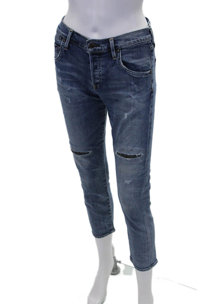 Citizens of Humanity Womens Cotton Distressed Medium Wash Jeans Blue Size 25