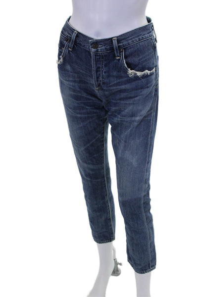 Citizens of Humanity Womens Cotton Distressed Slim Jeans Blue Size 25
