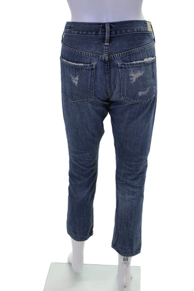 Citizens of Humanity Womens Cotton Distressed Slim Jeans Blue Size 25