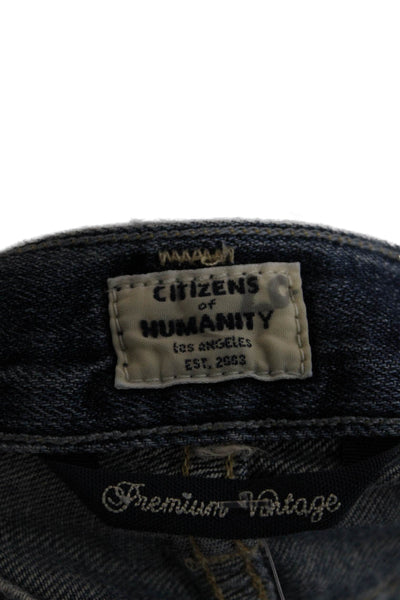 Citizens of Humanity Womens Cotton Distressed Slim Jeans Blue Size 25