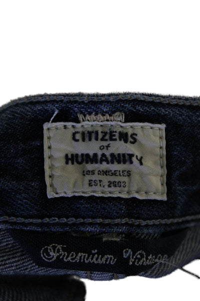 Citizens of Humanity Womens Cotton Distressed Mid-Rise Slim Jeans Blue Size 24