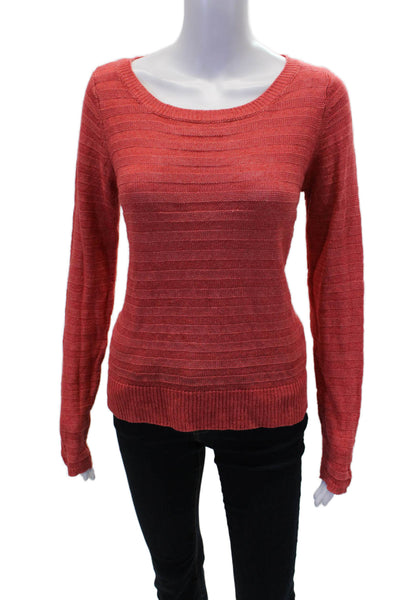 ISDA & Co Womens Linen Crew Neck Long Sleeve Knitted Sweater Pink Size S