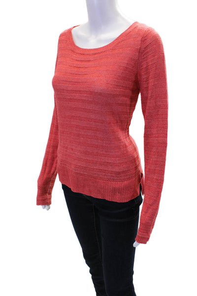 ISDA & Co Womens Linen Crew Neck Long Sleeve Knitted Sweater Pink Size S