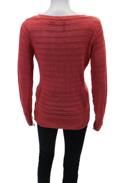 ISDA & Co Womens Linen Crew Neck Long Sleeve Knitted Sweater Pink Size S