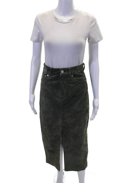 Blank NYC Womens Cotton Zip Button Lined Casual Wide Leg Pants Green Size EUR 24