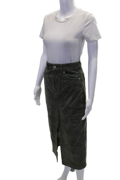 Blank NYC Womens Cotton Zip Button Lined Casual Wide Leg Pants Green Size EUR 24