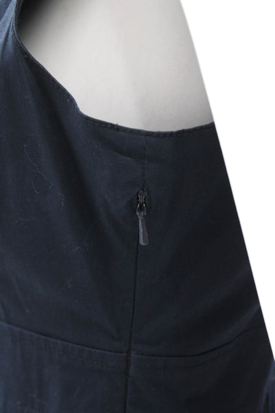 Tory Burch Womens Cotton Sleeveless Pleated A-Line Dress Navy Blue Size 4