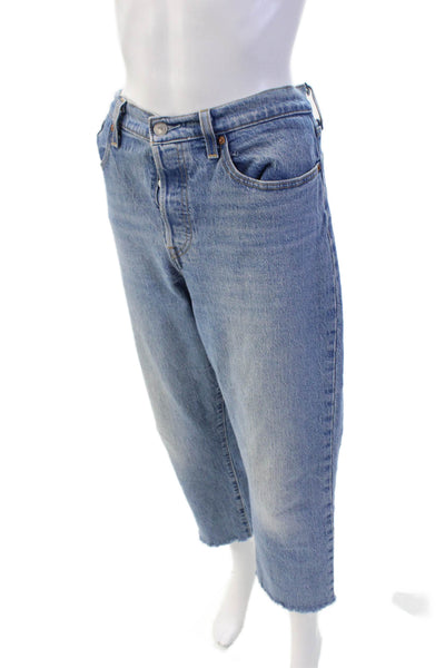 Levis Womens Cotton Button Zip Straight Leg Denim Jeans Blue Size EUR 31