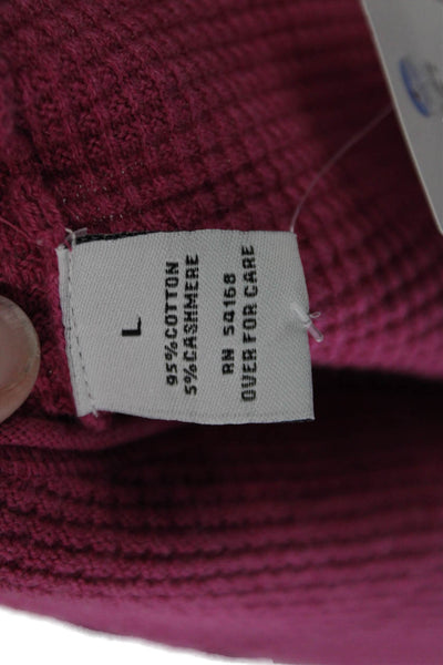 Elliott Lauren Womens Long Sleeves Thermal Sweatshirt Pink Cotton Size Large