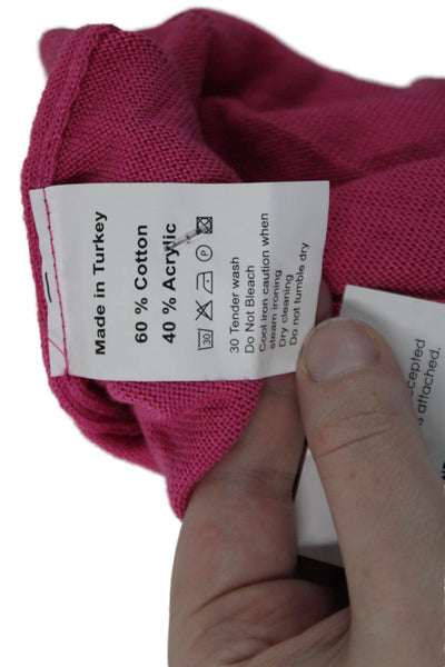 Angel Womens Long Sleeves Crew Neck Pullover Sweater Pink White Size Large