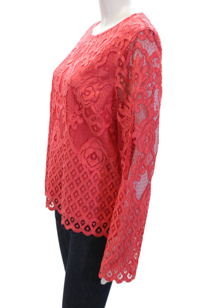 Moulinette Soeurs Anthropologie Womens Lace Blouse Coral Pink Size Large