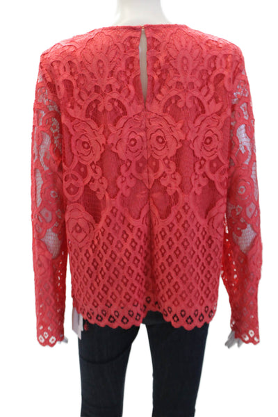 Moulinette Soeurs Anthropologie Womens Lace Blouse Coral Pink Size Large
