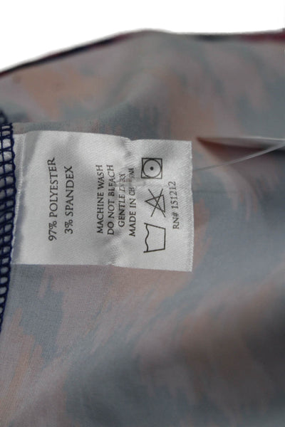 Michelle McDowell Womens Ikat Print Blouse Navy Blue Pink Size Medium