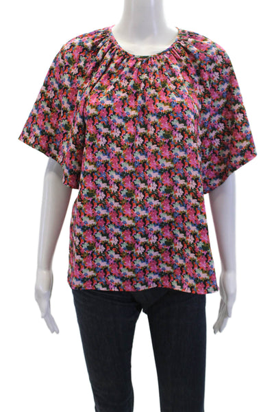 Crosby By Mollie Burch Womens Floral Print Blouse Multi Colored Size Medium