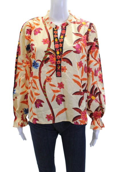 Maude Vivante Womens Floral Print Shirt Multi Colored Cotton Size Extra Large