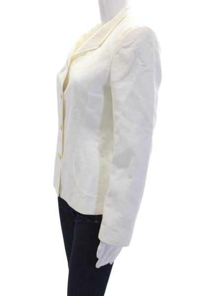 Zanella Womens Printed Button Down Jacket Optic White Cotton Size 6