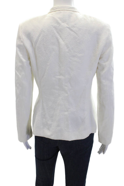 Zanella Womens Printed Button Down Jacket Optic White Cotton Size 6