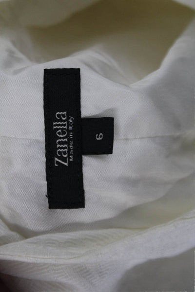 Zanella Womens Printed Button Down Jacket Optic White Cotton Size 6