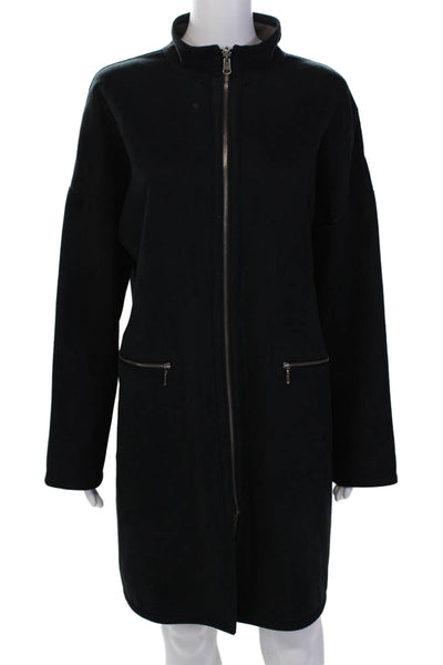 Yansi Fugel Womens Faux Suede Reversible Full Zip Jacket Black Gray Size M