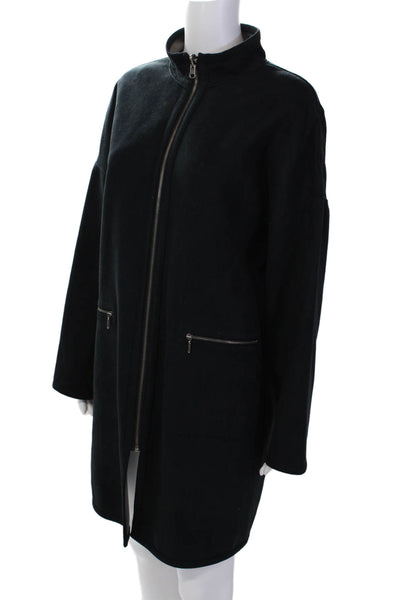 Yansi Fugel Womens Faux Suede Reversible Full Zip Jacket Black Gray Size M