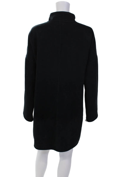 Yansi Fugel Womens Faux Suede Reversible Full Zip Jacket Black Gray Size M