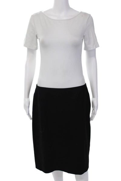 Akris Punto Womens Wool Solid Knee Length Pencil Skirt Blakc Size 10