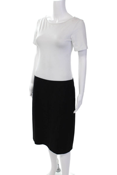 Akris Punto Womens Wool Solid Knee Length Pencil Skirt Blakc Size 10