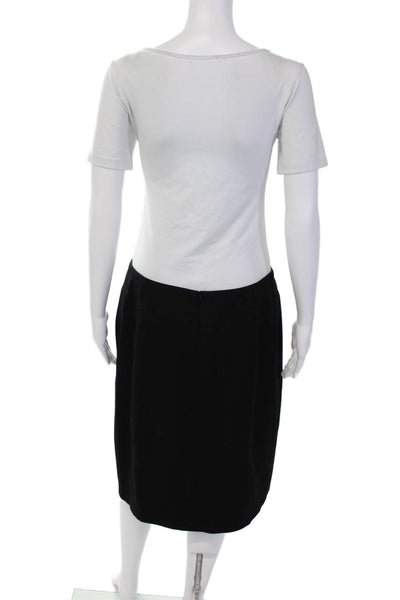 Akris Punto Womens Wool Solid Knee Length Pencil Skirt Blakc Size 10