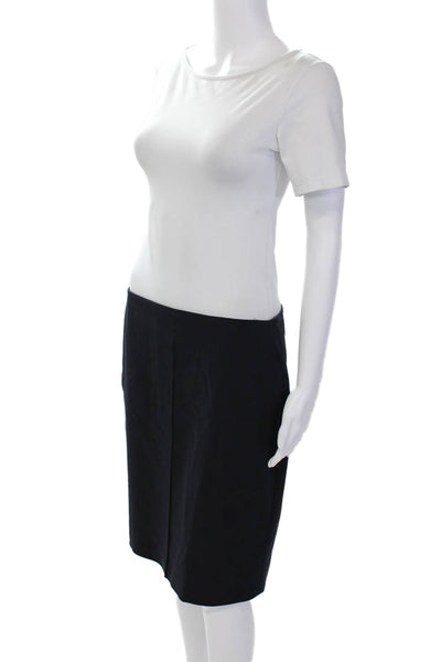 Akris Womens Solid Knee Length Pencil Skirt Navy Blue Size 10
