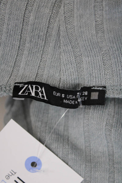 Zara Womens Long Sleeve Turtleneck Knitted Long Dress Gray Blue Size S