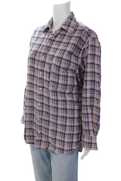 CP Shades Womens Cotton Plaid Long Sleeve Button-Down Shirt Pink Size S