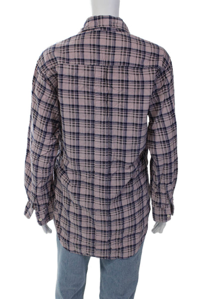 CP Shades Womens Cotton Plaid Long Sleeve Button-Down Shirt Pink Size S