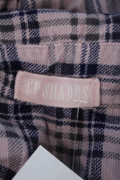 CP Shades Womens Cotton Plaid Long Sleeve Button-Down Shirt Pink Size S