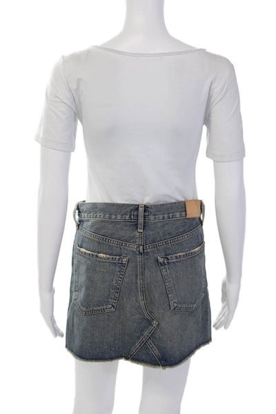 Citizens of Humanity Womens Cotton Zip Distressed Mini Skirt Blue Size 25