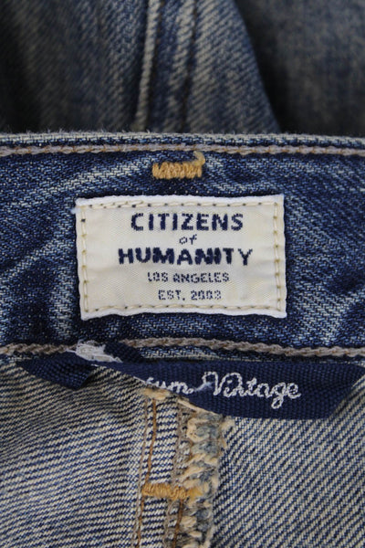 Citizens of Humanity Womens Cotton Zip Distressed Mini Skirt Blue Size 25