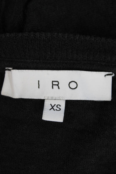 IRO Jeans Womens Linen Long Tie Up Sleeves Crop Top Shirt Black Size XS