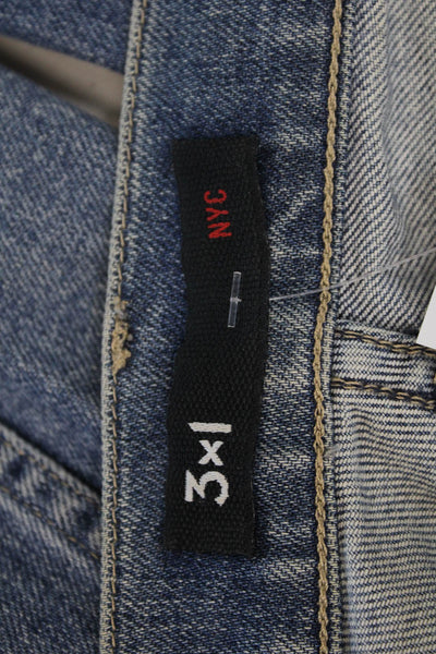 3x1 NYC Womens Cotton Straight Leg Medium Wash Denim Jeans Blue Size 25