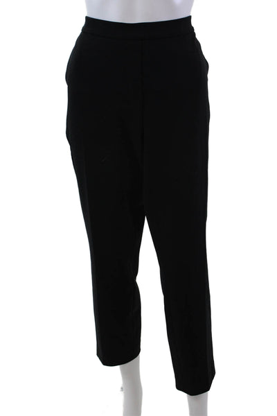 Theory Womens 2 Pocket Elastic Waist High-Rise Straight Leg Pants Black Size 10