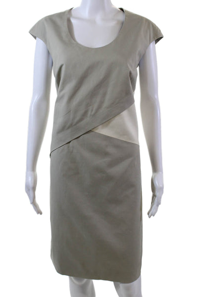 Piazza Sempione Womens Back Zip Cap Sleeve Scoop Neck Shift Dress Brown IT 46
