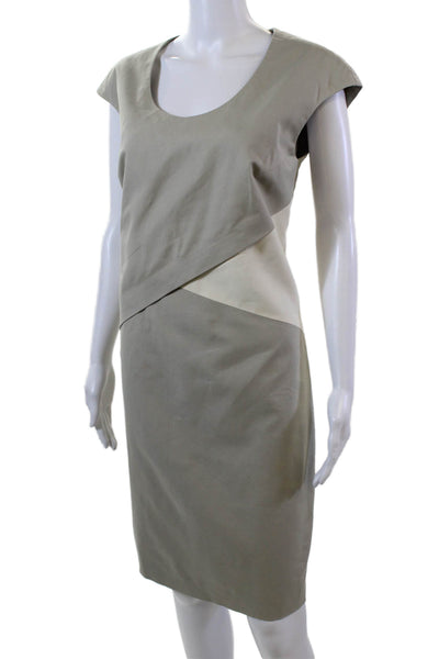 Piazza Sempione Womens Back Zip Cap Sleeve Scoop Neck Shift Dress Brown IT 46