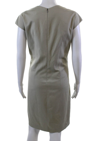 Piazza Sempione Womens Back Zip Cap Sleeve Scoop Neck Shift Dress Brown IT 46