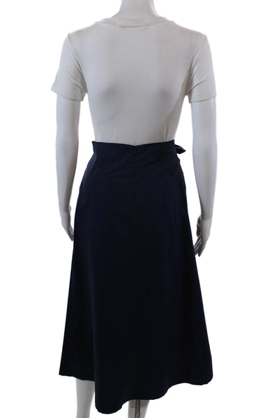 Les Copains Womens Back Zip Triple Button A Line Skirt Navy Cotton Size IT 44