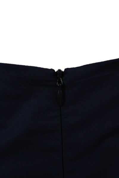 Les Copains Womens Back Zip Triple Button A Line Skirt Navy Cotton Size IT 44
