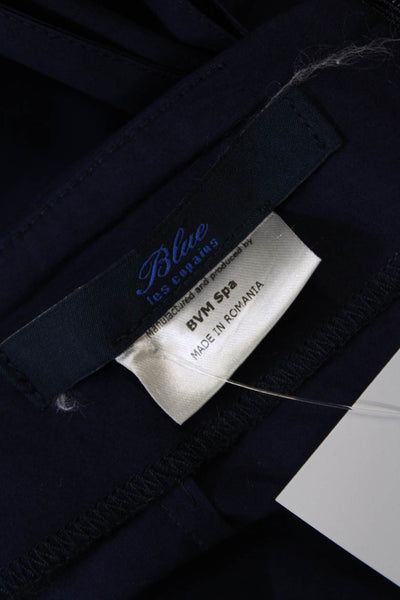 Les Copains Womens Back Zip Triple Button A Line Skirt Navy Cotton Size IT 44