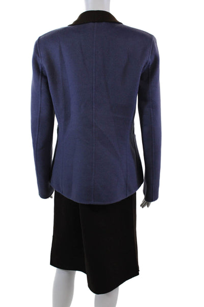 Les Copains Womens Two Button Notched Lapel Skirt Suit Purple Brown Wool IT 46