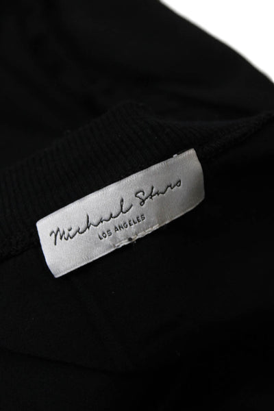 Michael Stars Womens Satin V-Neck Short Sleeve Pullover Blouse Top Black Size M