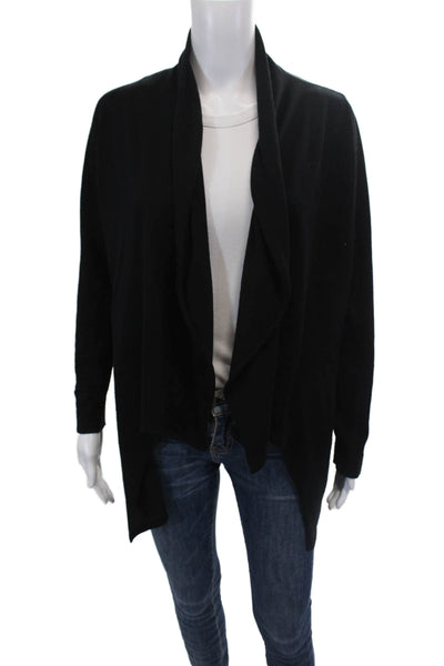 Les Copains Womens Wool Open Front Long Sleeve Cardigan Sweater Black Size 4