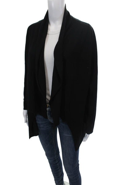 Les Copains Womens Wool Open Front Long Sleeve Cardigan Sweater Black Size 4