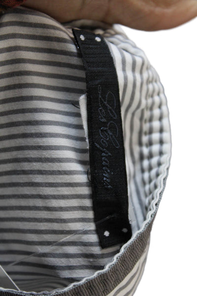 Les Copains Womens Cotton 3/4 Buttoned Short Sleeve Striped Top Gray Size 46
