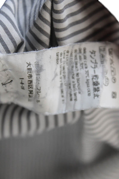 Les Copains Womens Cotton 3/4 Buttoned Short Sleeve Striped Top Gray Size 46